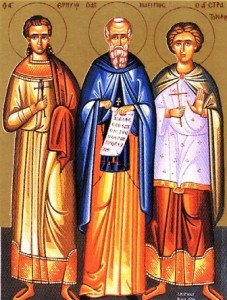 Martyrer Hermylos und Stratónikos, seliger Maximos, der Kavsokalyvít