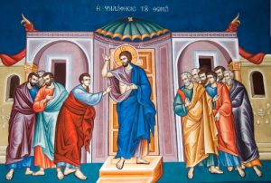 Die Berührung des heiligen Apostels Thomas, Johannes der Theologe, Arsenios der Große